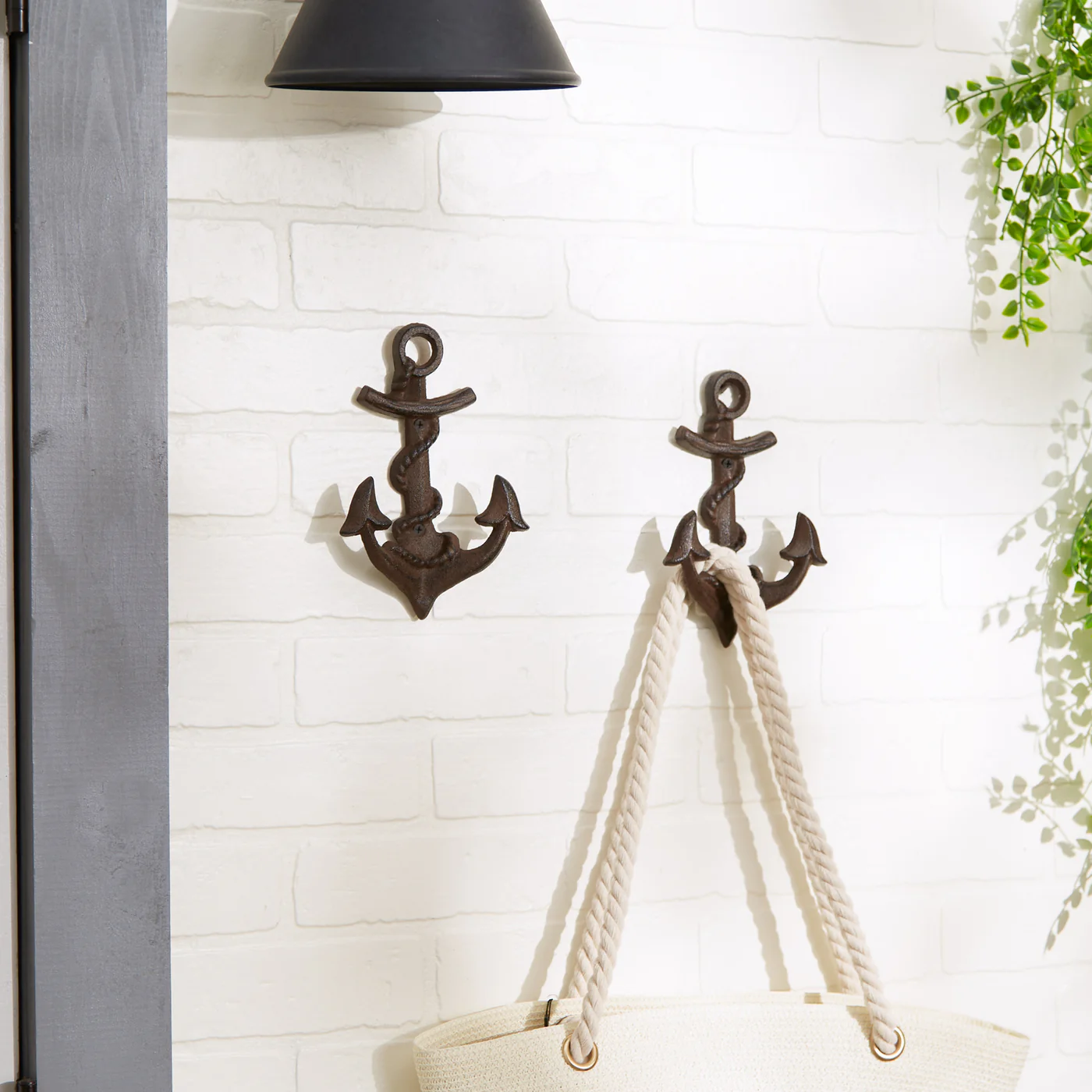 Nautical Anchor Wall Hook Set with Rope - Pack of 2
