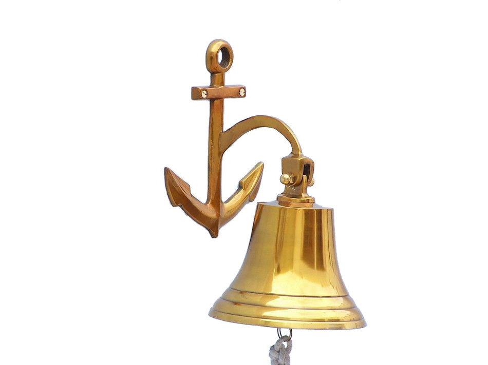 Brass Plated Hanging Anchor Bell 10"