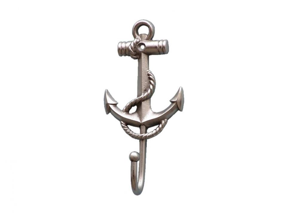 Silver Finish Anchor And Rope With Hook 7""