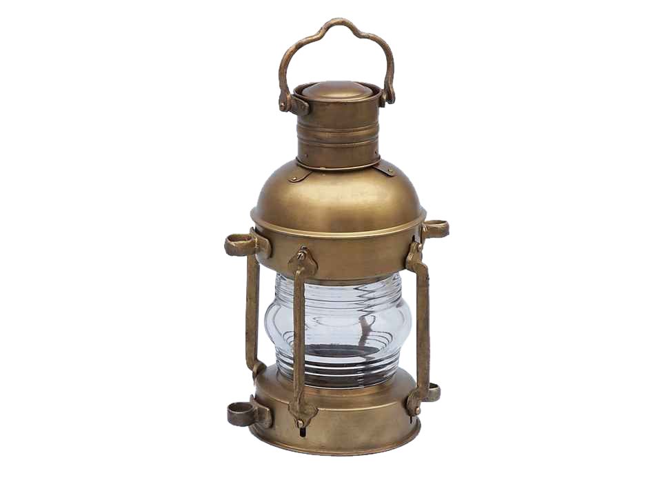 Antique Brass Anchor Oil Lantern 15""