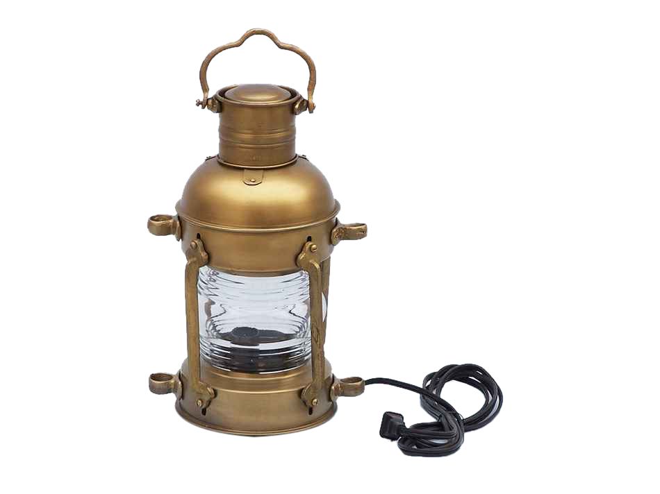 Antique Brass Anchor Electric Lantern 15""