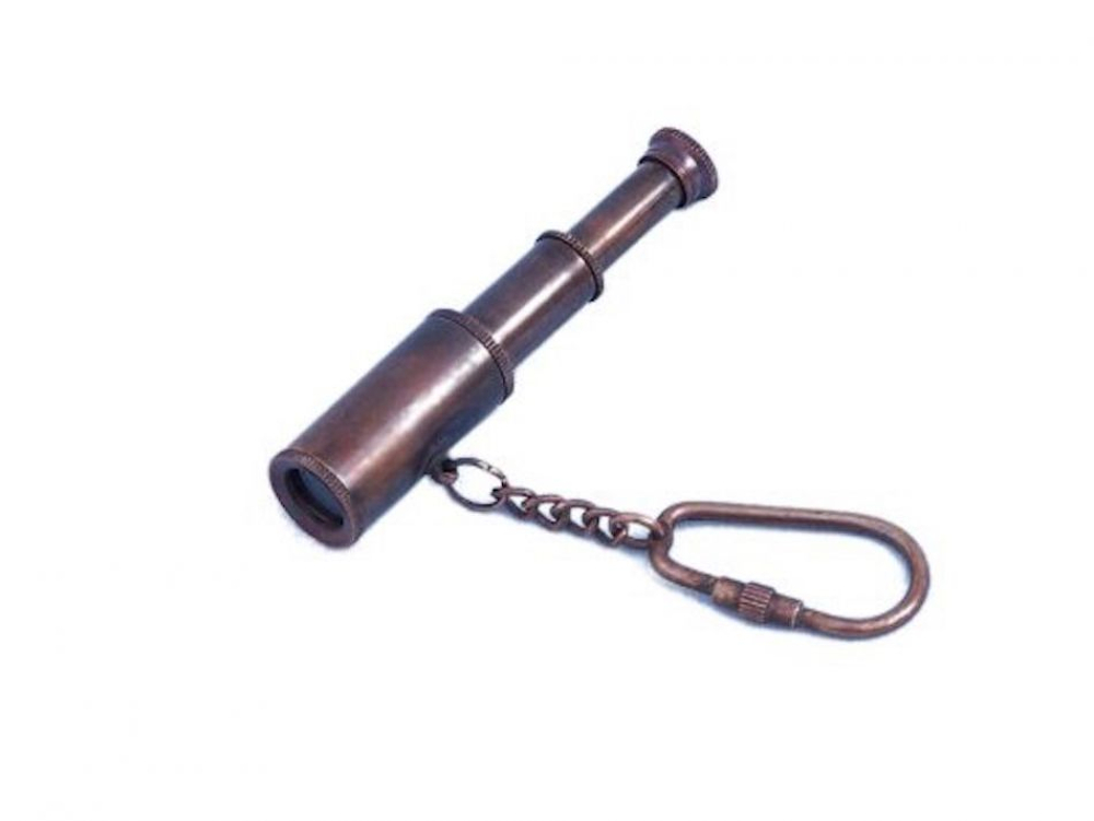 Antique Copper Spyglass Keychain 6""