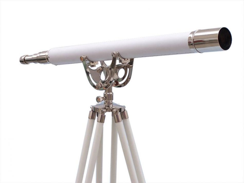 Floor Standing Chrome With White Leather Anchormaster Telescope 65""