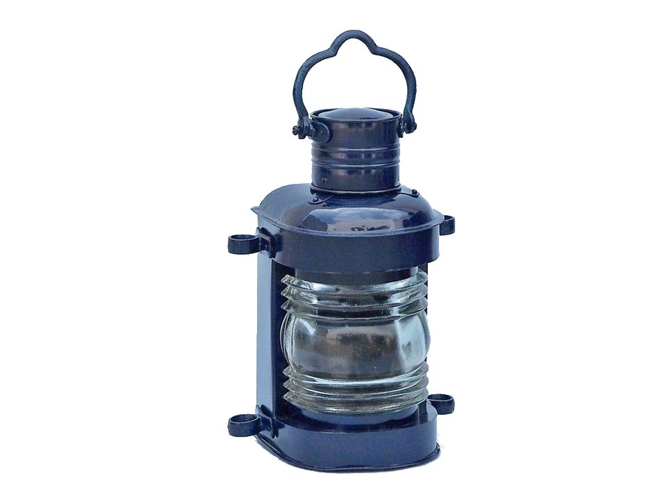 Iron Masthead Oil Lamp 14"" - Dark Blue