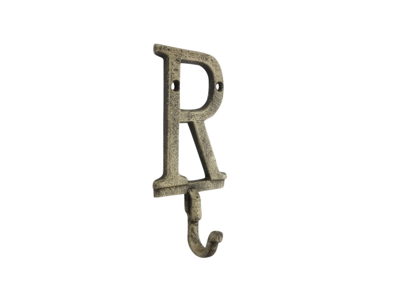 Rustic Gold Cast Iron Letter R Alphabet Wall Hook 6""