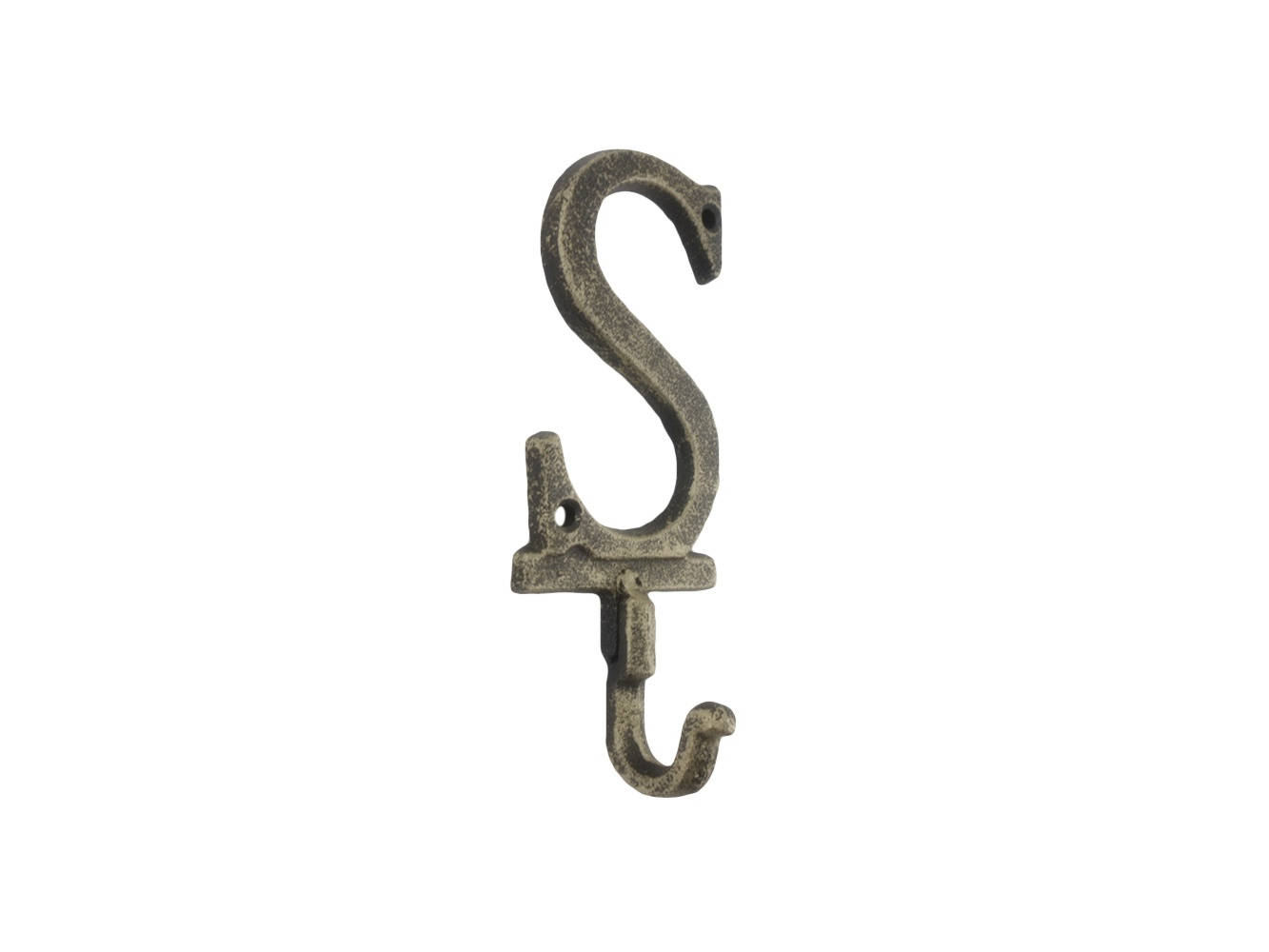 Rustic Gold Cast Iron Letter S Alphabet Wall Hook 6""