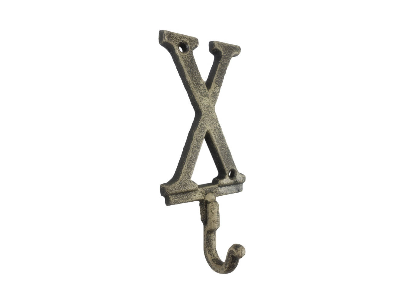 Rustic Gold Cast Iron Letter X Alphabet Wall Hook 6""