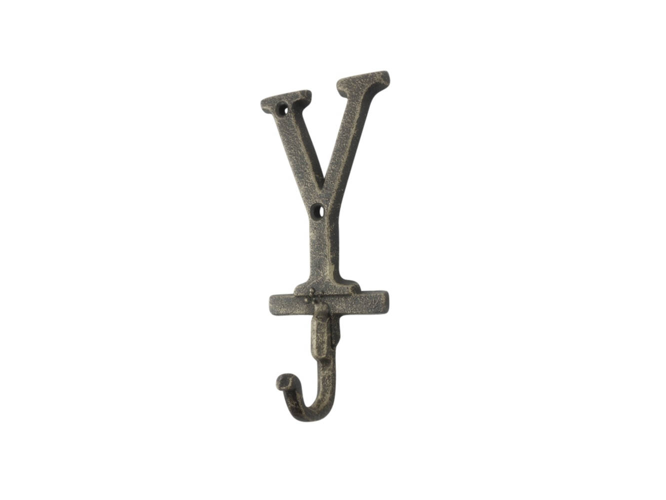 Rustic Gold Cast Iron Letter Y Alphabet Wall Hook 6""