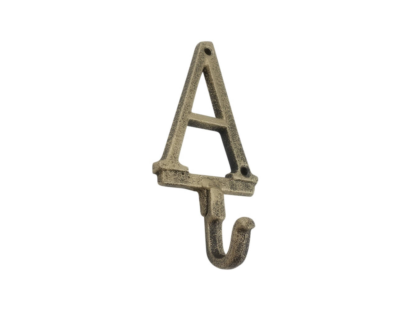 Rustic Gold Cast Iron Letter A Alphabet Wall Hook 6""