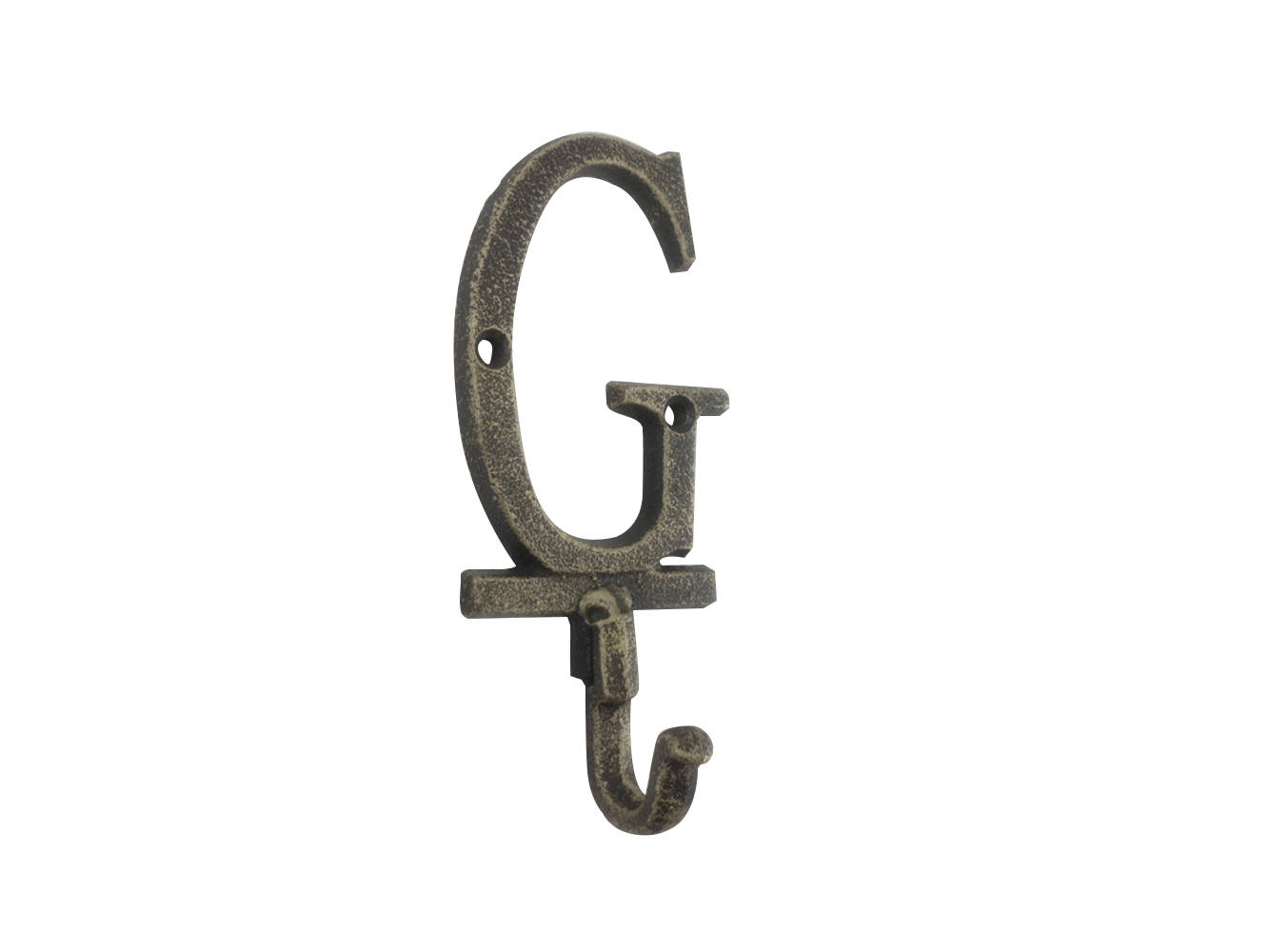 Rustic Gold Cast Iron Letter G Alphabet Wall Hook 6""
