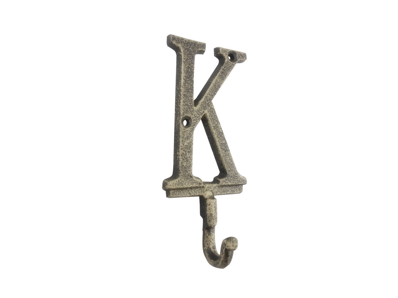 Rustic Gold Cast Iron Letter K Alphabet Wall Hook 6""