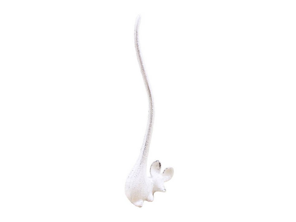 Whitewashed Cast Iron Mouse Extra Toilet Paper Stand 12""