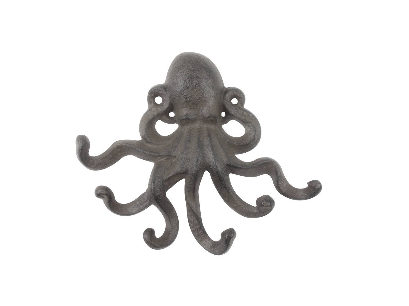 Cast Iron Decorative Wall Mounted Octopus with Six Hooks 7""