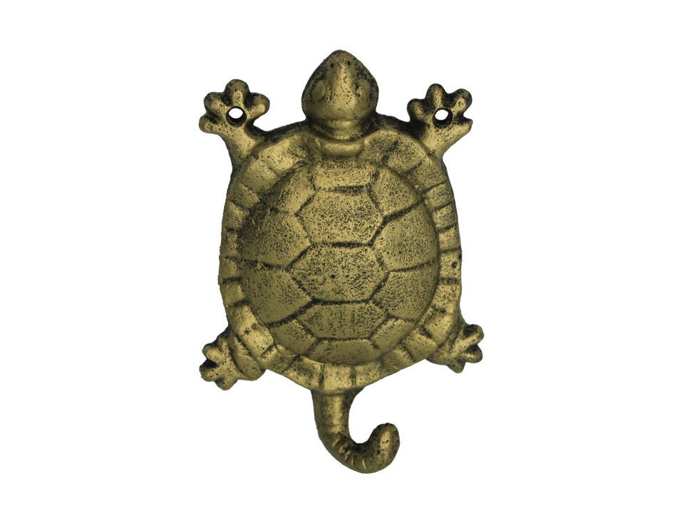 Rustic Gold Cast Iron Turtle Hook 6""