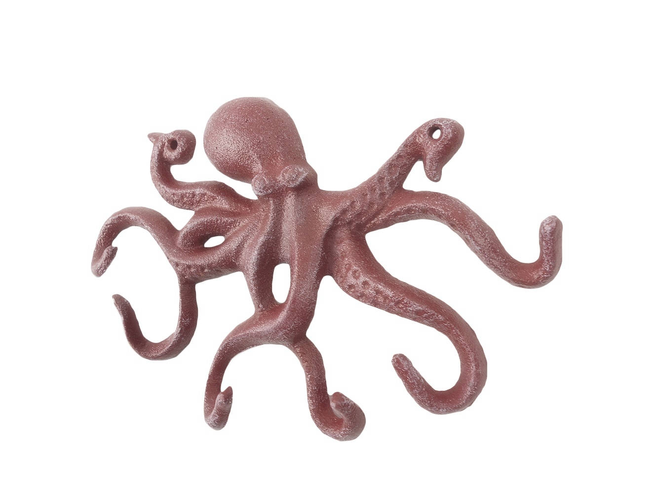 Red Whitewashed Cast Iron Octopus Hook 11""
