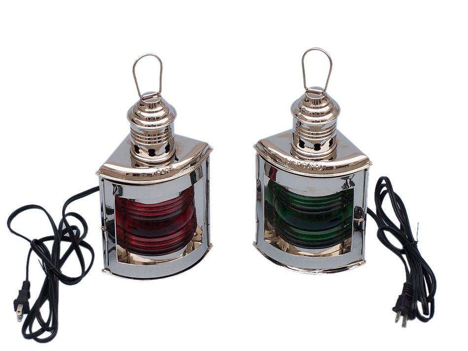 Chrome Port and Starboard Electric Lantern 12""