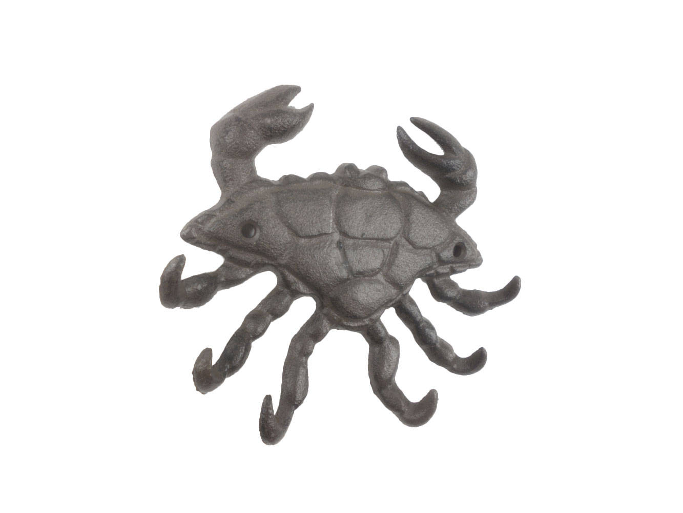 Cast Iron Decorative Crab with Six Metal Wall Hooks 7""