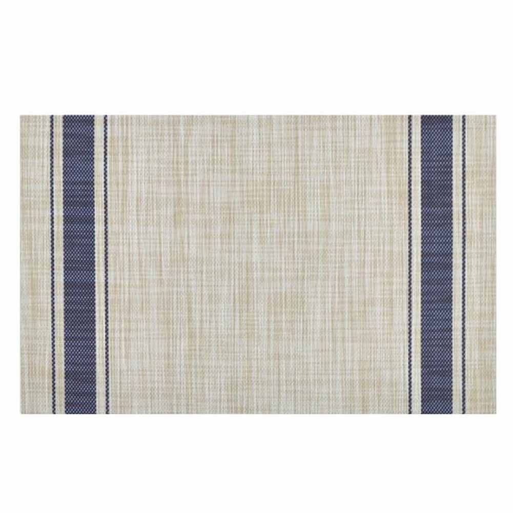 6 Pcs Japanese Style Placemats for Dining Table Woven PVC Non-Slip Kitchen Table Mats Wipe Clean 17.7x11.8 inch, Blue