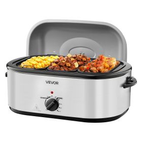 VEVOR Roaster Oven, 24QT Electric Turkey Roaster Oven, 150-450 Fahrenheit Adjustable Temp Electric Roasting Pan with 3 Bin Buffet Server