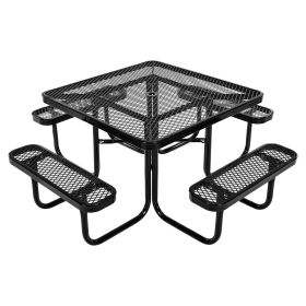 VEVOR Picnic Table, Outdoor Weather Resistant Patio Dining Furniture Set, Heavy Duty Coated Steel Tables with Umbrella Hole