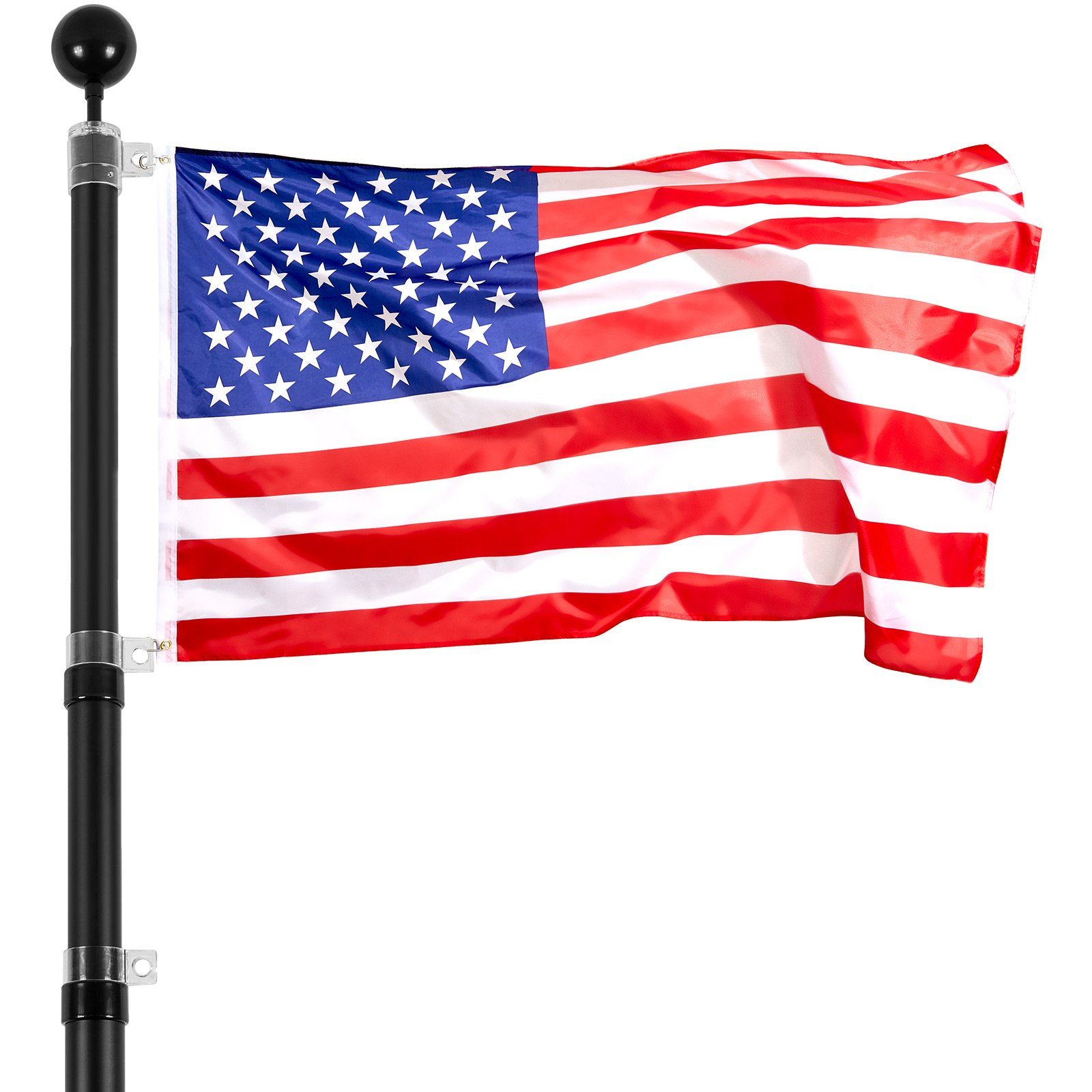 25FT Telescoping Flag pole Kit, Heavy Duty Aluminum Alloy in Ground Flag Poles for Outside, 3 Display Modes Flagpole with 3x5 American Flag