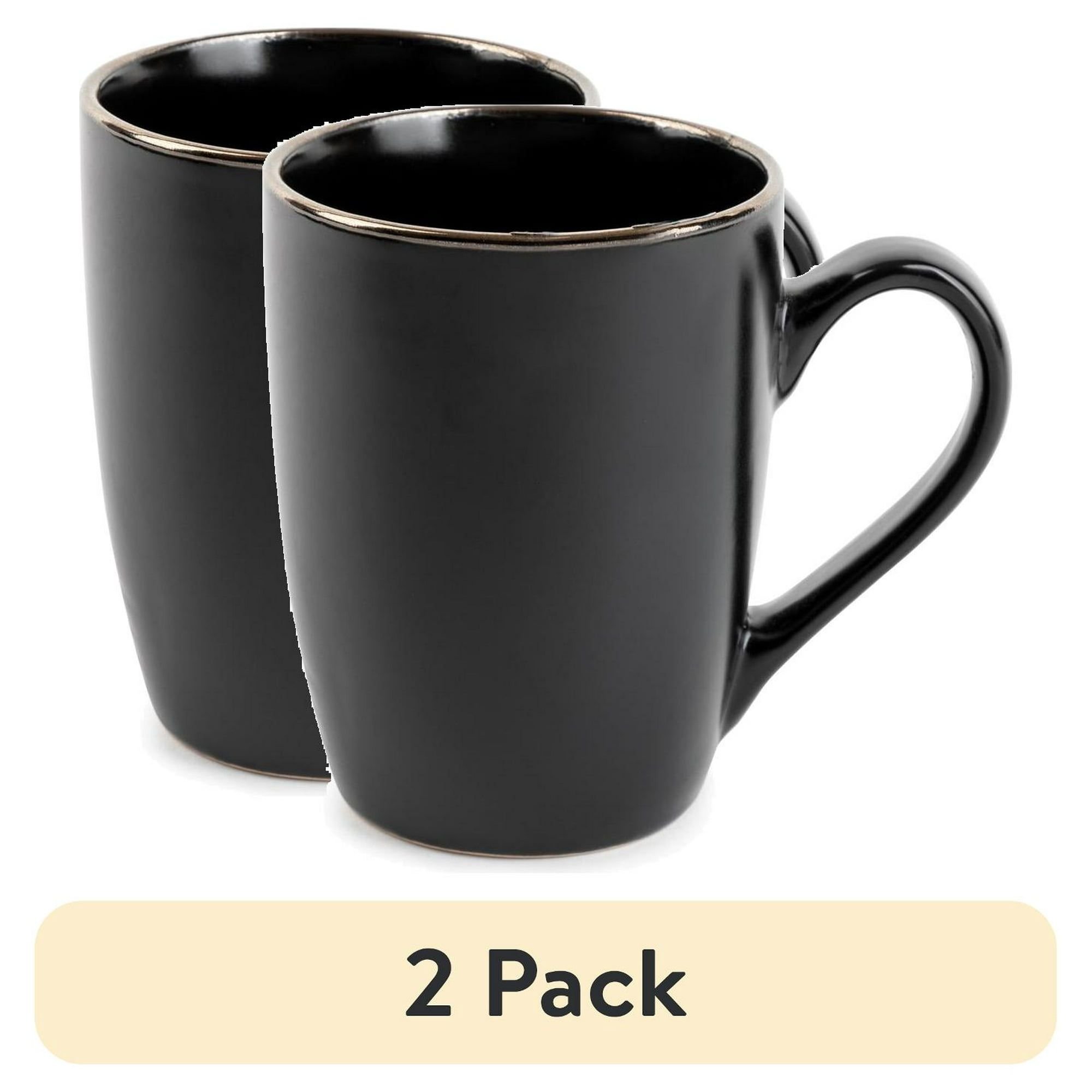 (2 pack) Stoneware Mug 14oz, Black Onyx Collection