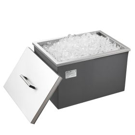 VEVOR Drop in Ice Chest, 20"L x 14"W x 12"H Stainless Steel Drop in Cooler, 31.7 Quart Commercial Ice Bin with Pot Lid for Outdoor Kitchen Patio Bar