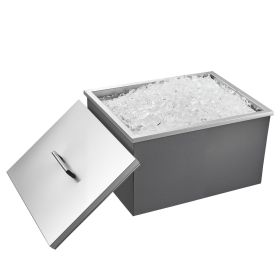 VEVOR Drop in Ice Chest, 22"L x 17"W x 12"H Stainless Steel Drop in Cooler, 45.3 Quart Commercial Ice Bin with Pot Lid for Outdoor Kitchen Patio Bar