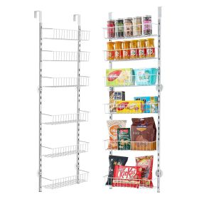 VEVOR Over the Door Pantry Organizer, 6-Tier Pantry Organization and Storage, Heavy-Duty Steel Hanging Spice Rack, Adjustable Wall Seasoning Shelves