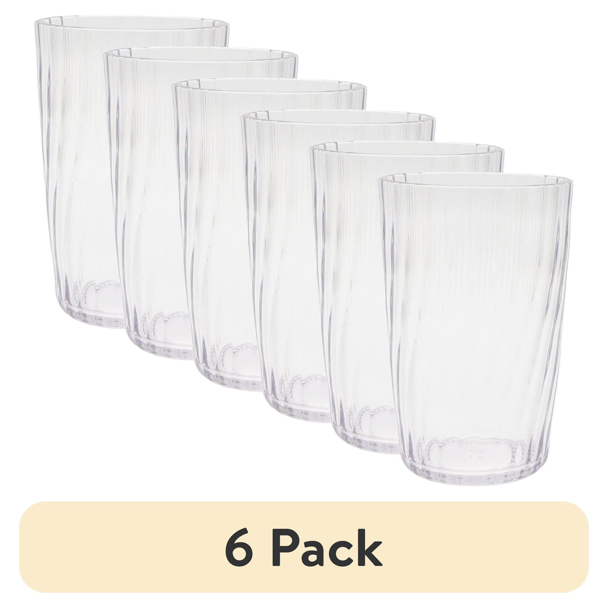 (6 pack) 20-Ounce Acrylic Tall Embossed Swirl Tumbler, Clear