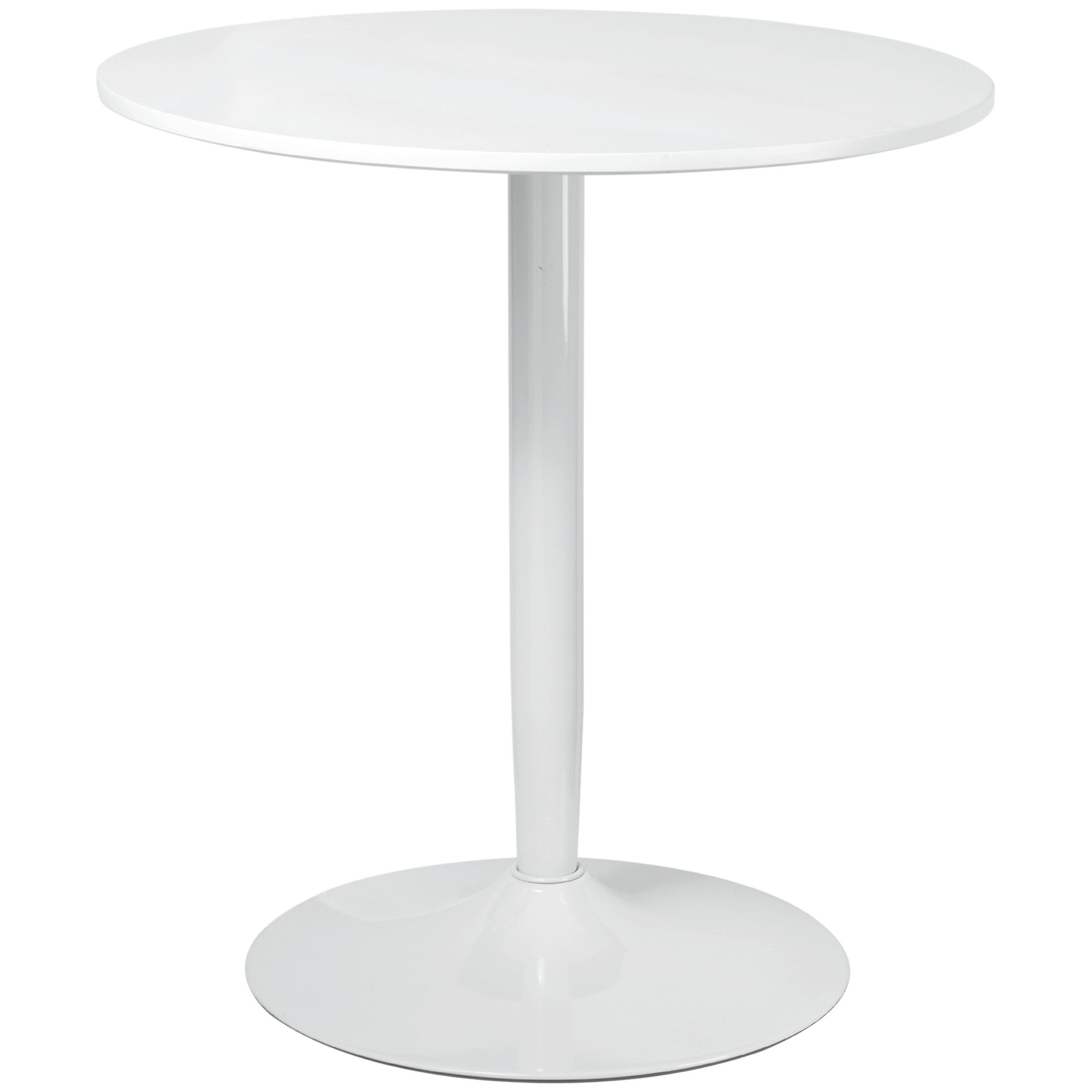 Modern Kitchen Table for 2, Round Dining Table with Steel Base for Living Room, Dining Room, White