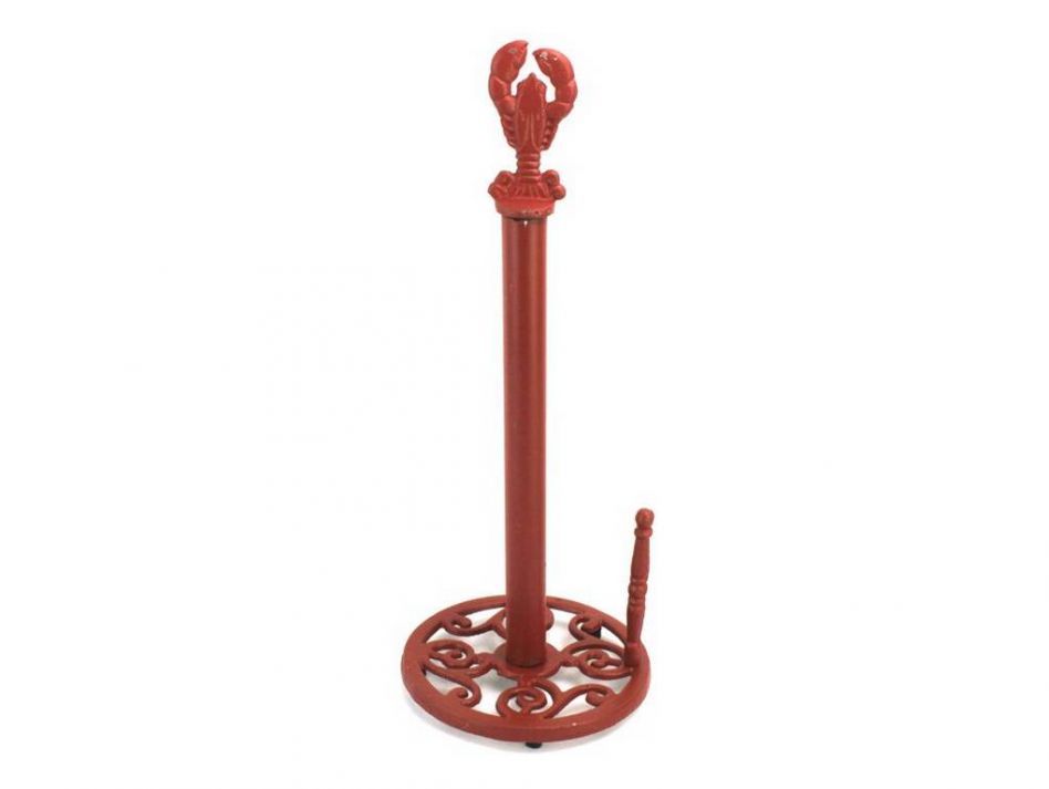 Rustic Red Cast Iron Lobster Paper Towel Holder 16""