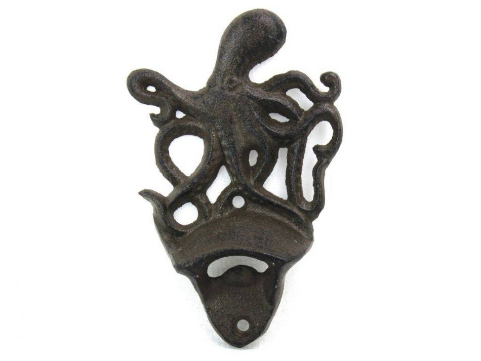 Cast Iron Wall Mounted Octopus Bottle Opener 6""
