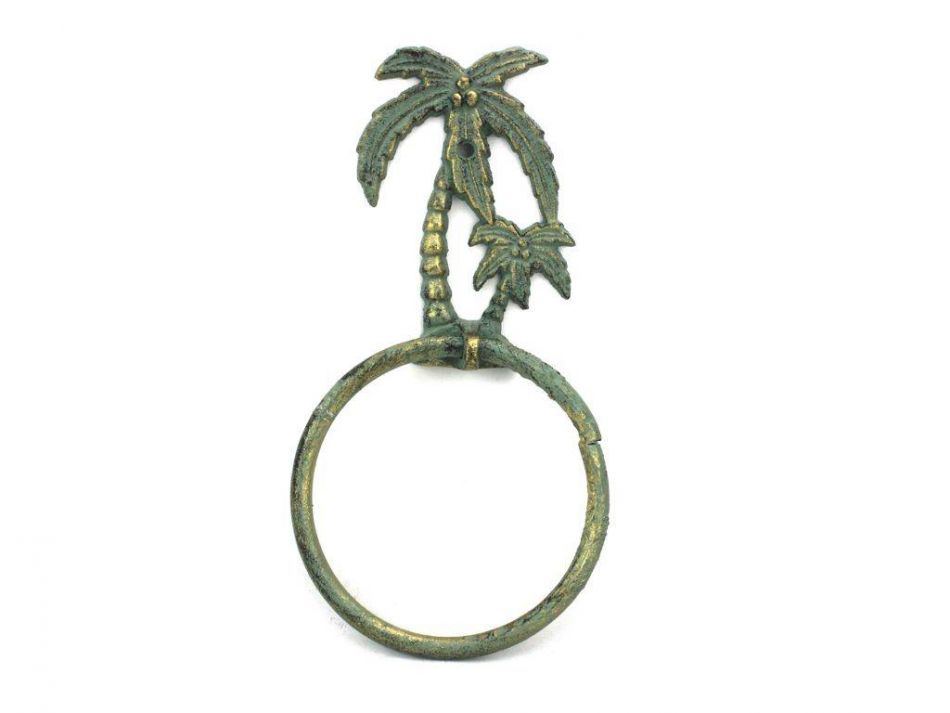 Antique Bronze Cast Iron Palm Tree Towel Holder 9""