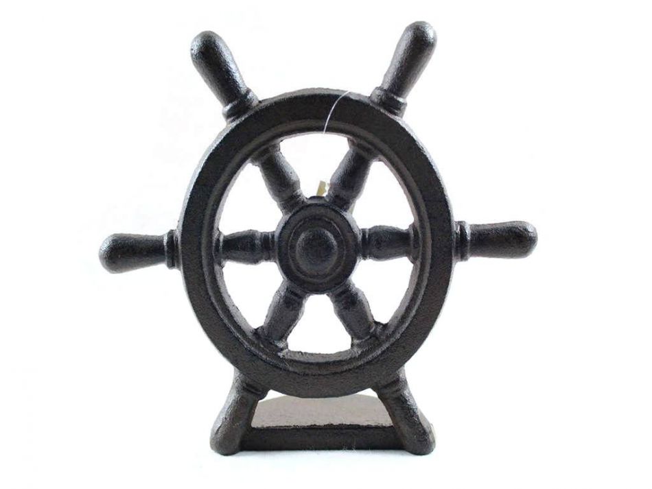Cast Iron Ship Wheel Door Stopper 9""
