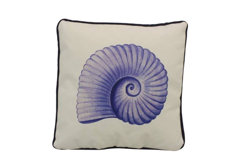 Blue and White Nautilus Decorative Throw Pillow 10""