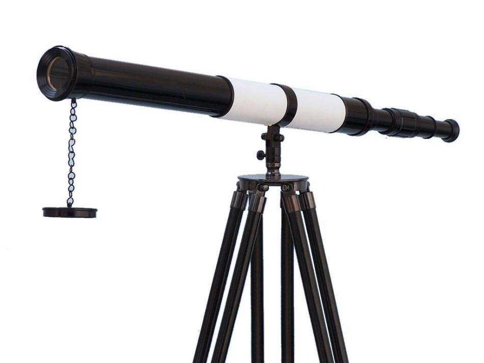 Admirals Floor Standing Oil Rubbed Bronze-White Leather with Black Stand Telescope 60""