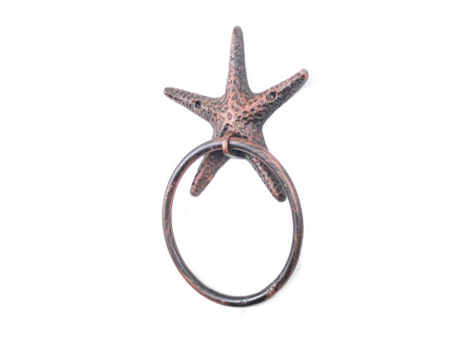 Rustic Copper Cast Iron Starfish Towel Holder 8.5""