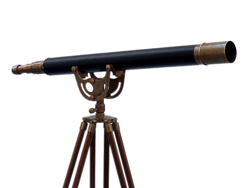 Floor Standing Antique Brass Leather Anchormaster Telescope 65""