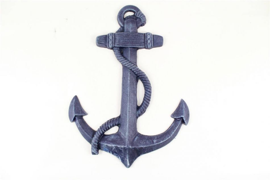Rustic Dark Blue Cast Iron Anchor 17""