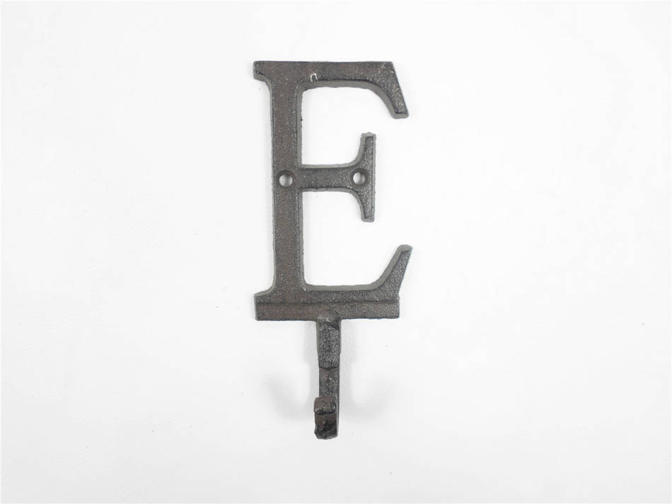 Cast Iron Letter E Alphabet Wall Hook 6""
