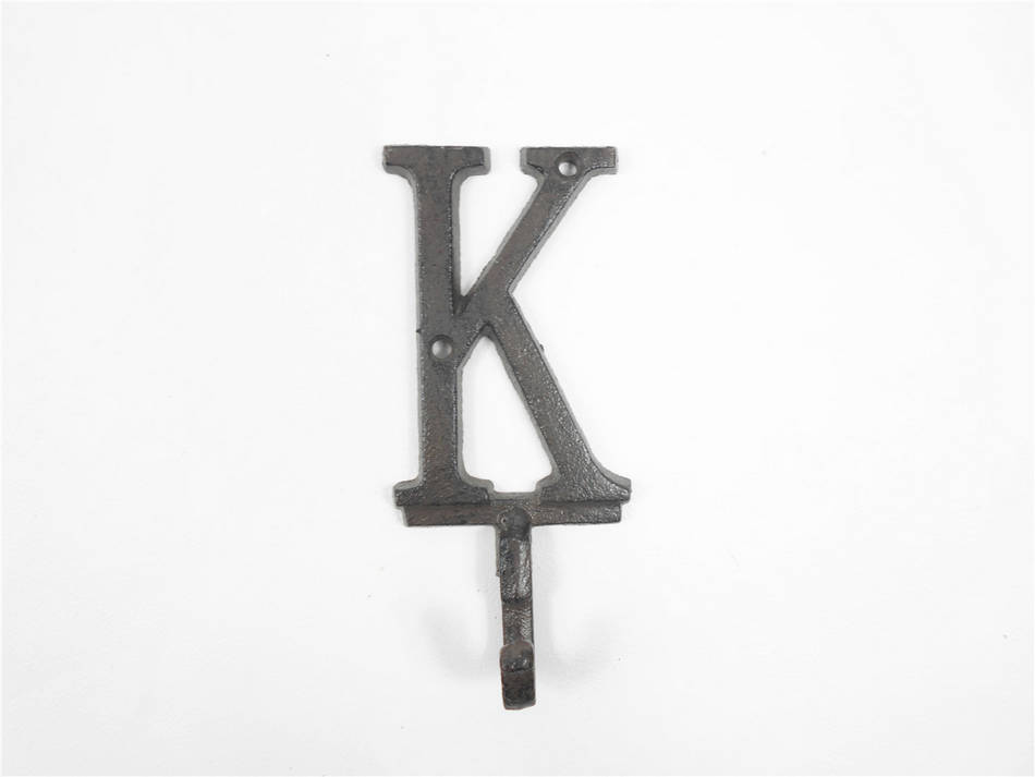 Cast Iron Letter K Alphabet Wall Hook 6""
