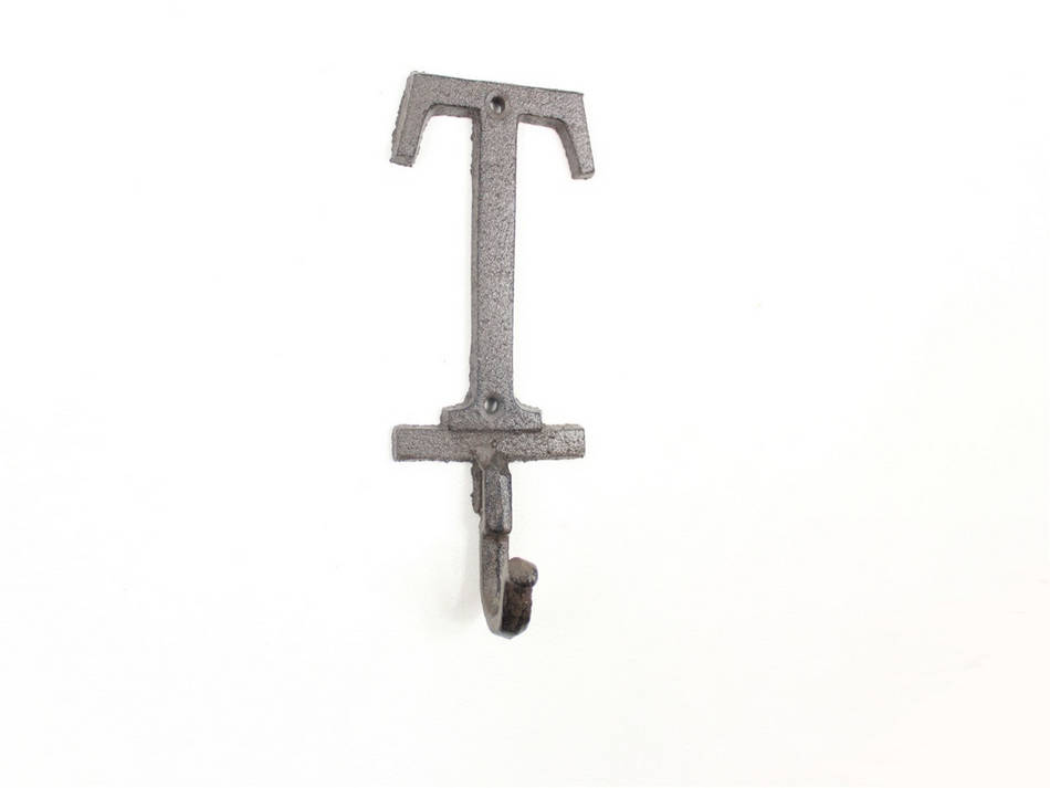 Cast Iron Letter T Alphabet Wall Hook 6""