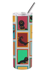 Lots of Longhaired Black Tan Dachshund Stainless Steel Skinny Tumbler Vacuum Double Walled Reusable Insulated Tumbler Travel Cup for Coffee Cocktails