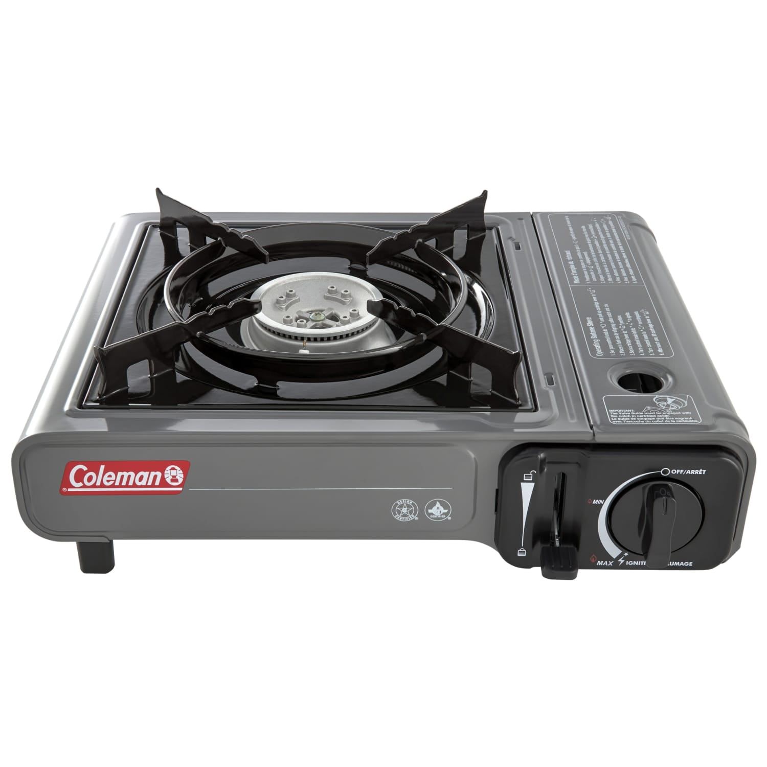 Tabletop Portable Butane Gas Camping Stove, 1 Burner, Gray