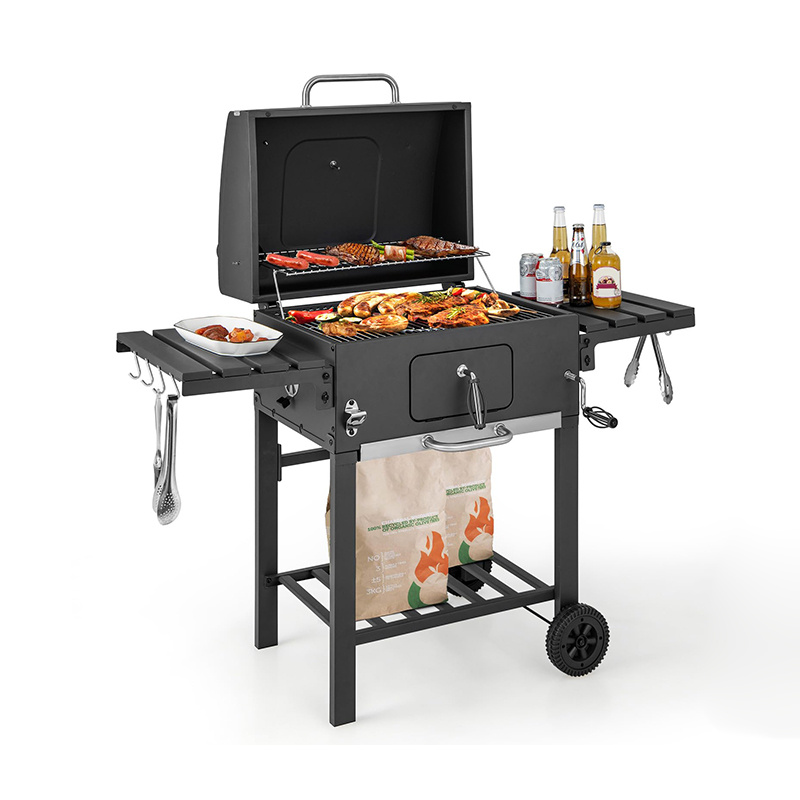 Outdoor BBQ Charcoal Grill with Bottom Storage Shelf