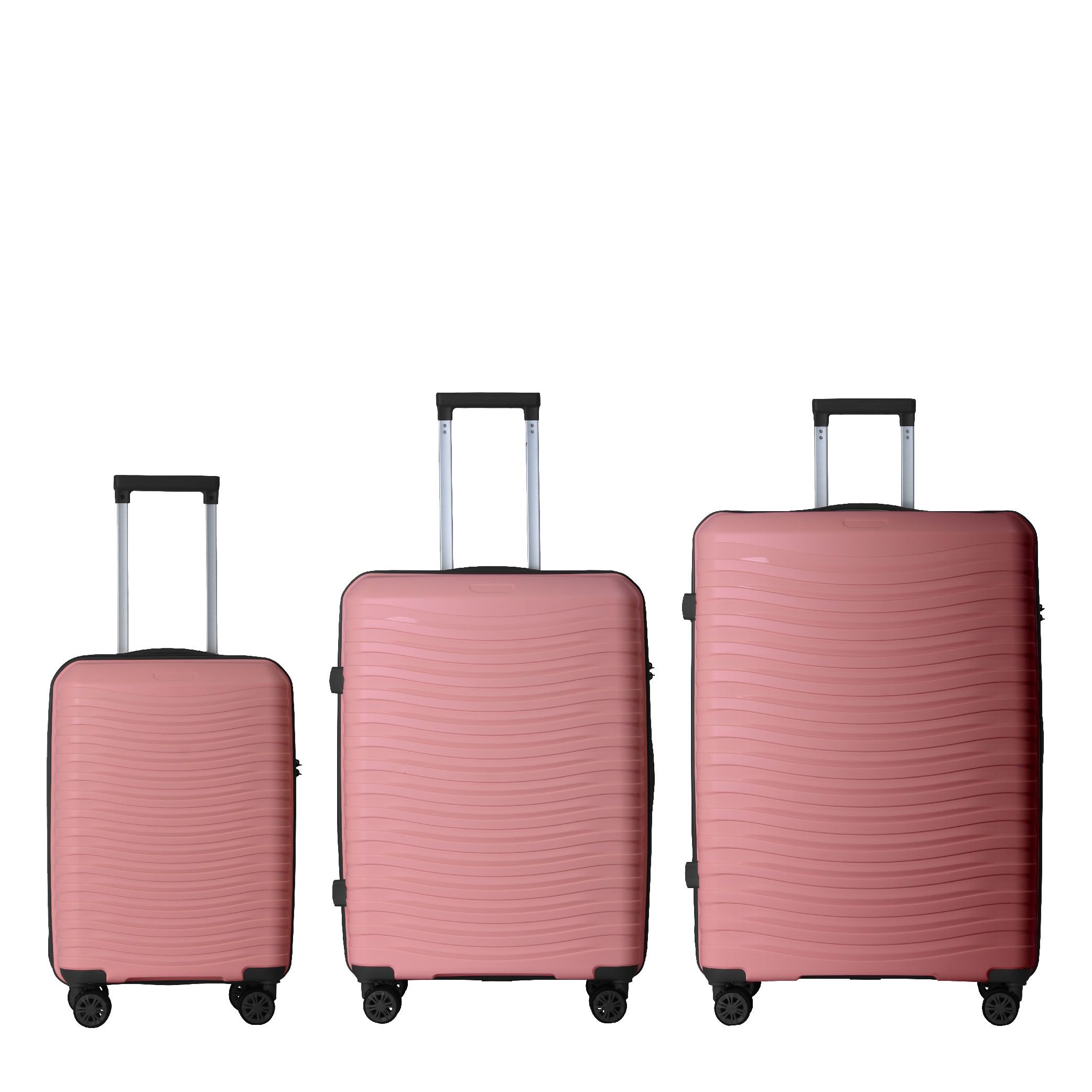 3-Piece Luggage Sets (20", 24", 28"), Suitcase with Wheels, Hardside Suitcase With Four Spinner Wheels and Scratch-Resistant Surface, Pink