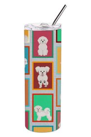 Lots of Bichon Frise Stainless Steel Skinny Tumbler Vacuum Double Walled Reusable Insulated Tumbler Travel Cup for Coffee Cocktails Gift with Lid