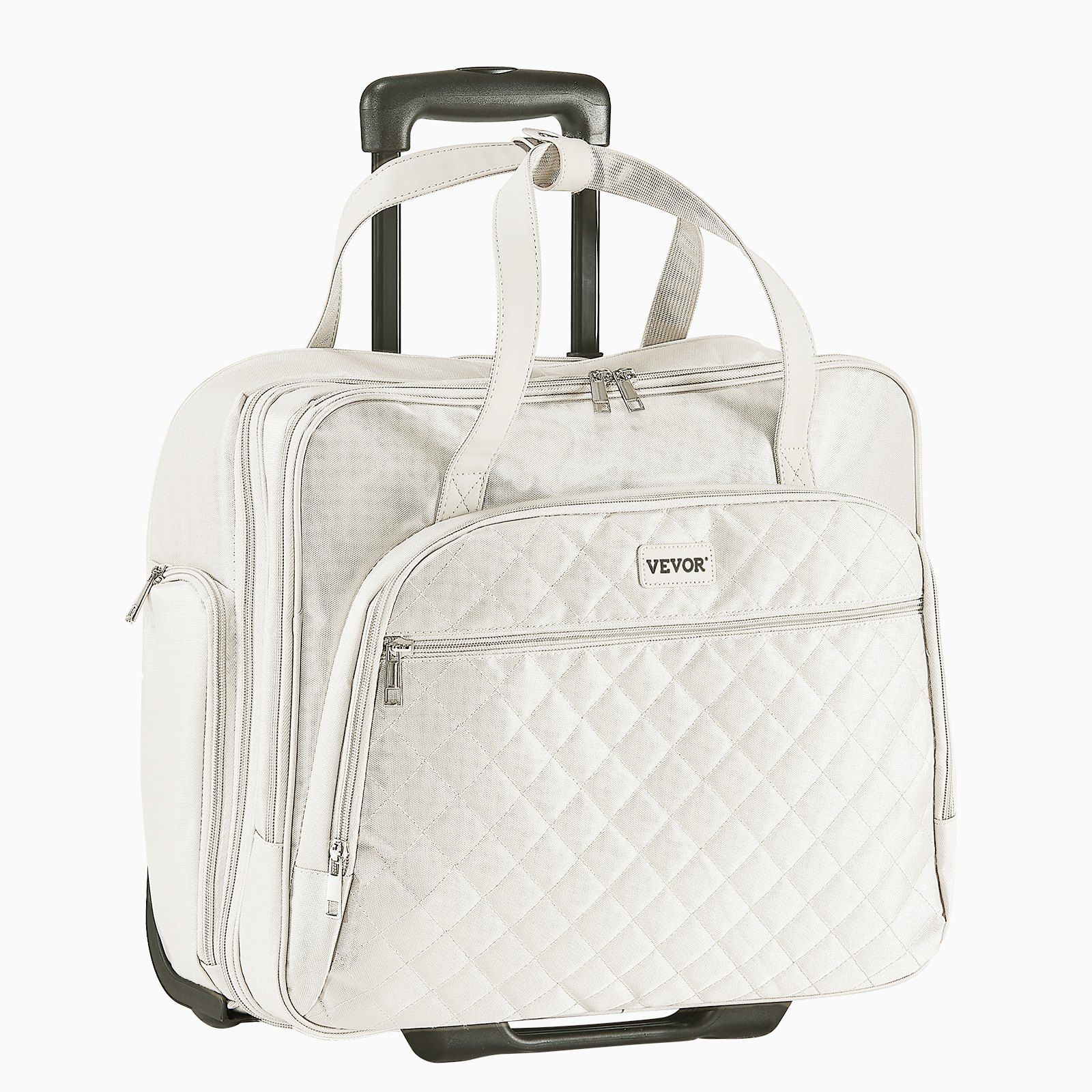 Rolling Laptop Bag, Fits Up to 15.6 Inch Laptop, Wheeled Briefcase, Roller Computer Tote Bag with 2 Fixed Wheels & Telescoping Handle