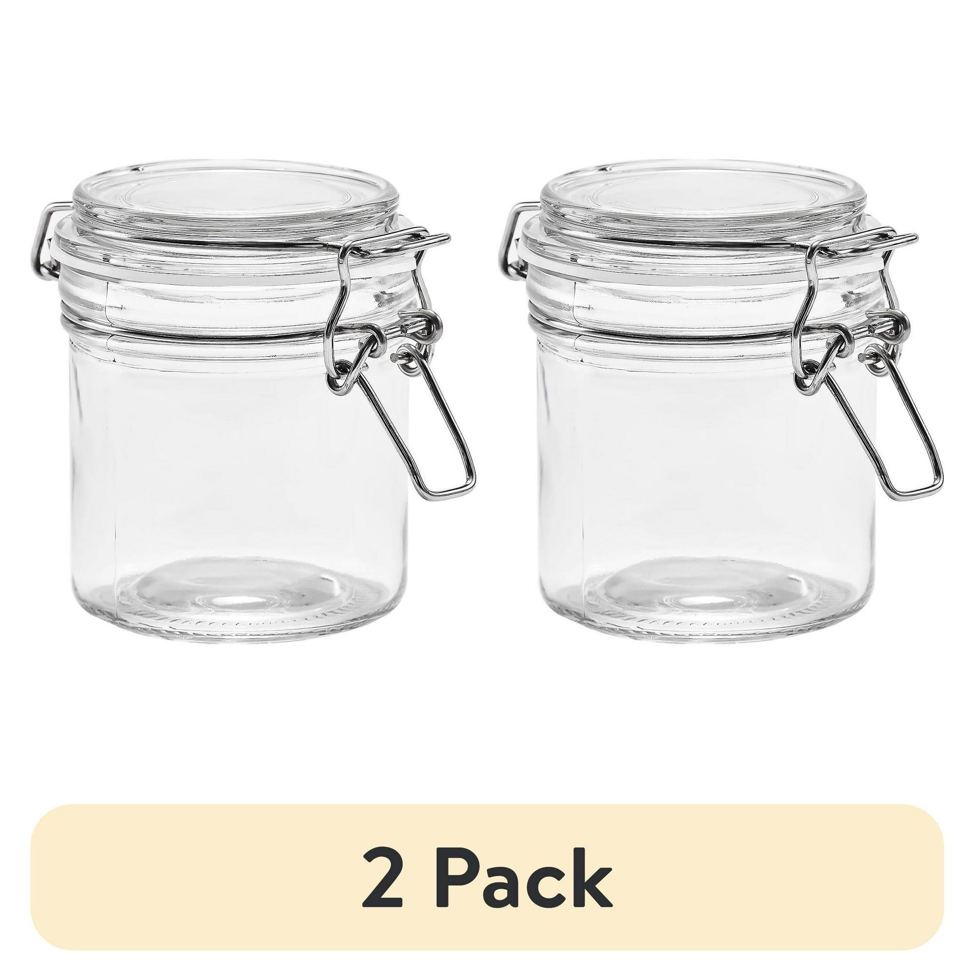 (2 pack) Glass 9.4 oz Lock Lid Storage Jar Canister